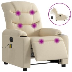 vidaXL Sillón reclinable de masaje eléctrico tela color crema