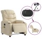 vidaXL Sillón reclinable de masaje eléctrico tela color crema vidaXL Sillón reclinable de masaje eléctrico tela color crema
