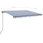 vidaXL Toldo retráctil automático con postes azul y blanco 4x3,5 m vidaXL Toldo retráctil automático con postes azul y blanco 4x3,5 m