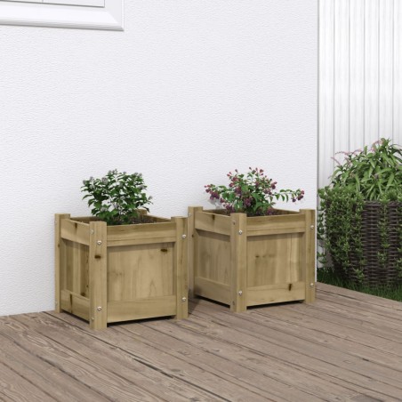 vidaXL Jardineras de exterior 2 unidades madera impregnada de pino