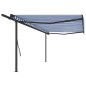 vidaXL Toldo retráctil automático con postes azul y blanco 5x3,5 m vidaXL Toldo retráctil automático con postes azul y blanco 5x3,5 m