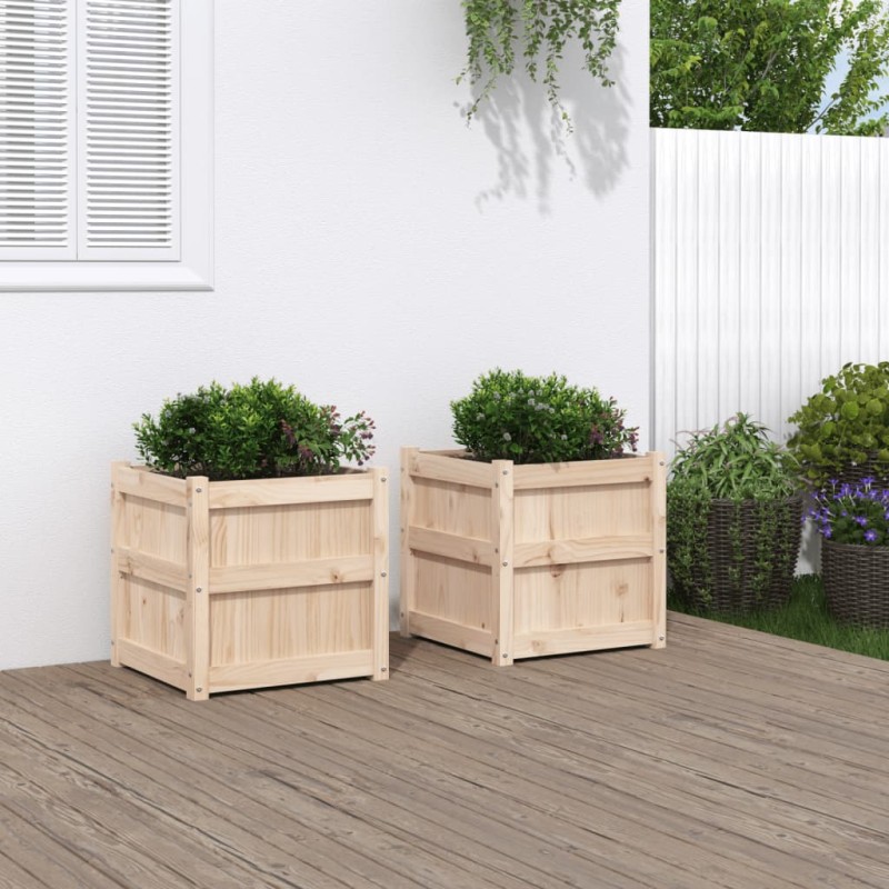 vidaXL Jardineras de exterior 2 unidades madera maciza de pino vidaXL Jardineras de exterior 2 unidades madera maciza de pino