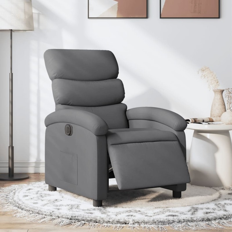 vidaXL Sillón reclinable eléctrico de tela gris oscuro vidaXL Sillón reclinable eléctrico de tela gris oscuro