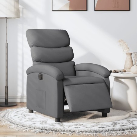 vidaXL Sillón reclinable eléctrico de tela gris oscuro