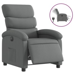 vidaXL Sillón reclinable eléctrico de tela gris oscuro