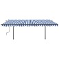 vidaXL Toldo retráctil automático con postes azul y blanco 5x3,5 m vidaXL Toldo retráctil automático con postes azul y blanco 5x3,5 m