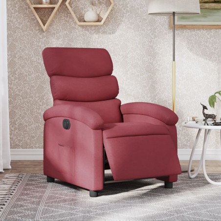 vidaXL Sillón reclinable eléctrico tela rojo tinto