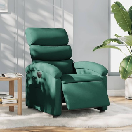 vidaXL Sillón reclinable eléctrico tela verde oscuro