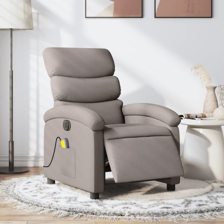 vidaXL Sillón reclinable de masaje eléctrico tela gris taupe
