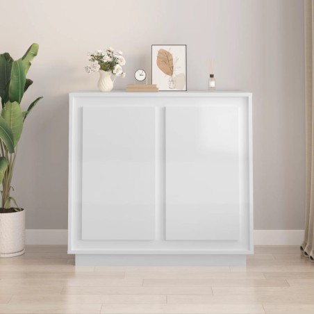 vidaXL Aparador de madera contrachapada blanco brillante 80x34x75 cm