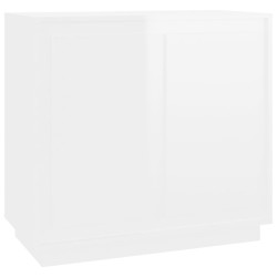 vidaXL Aparador de madera contrachapada blanco brillante 80x34x75 cm