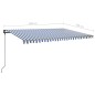 vidaXL Toldo retráctil automático con postes azul y blanco 5x3,5 m vidaXL Toldo retráctil automático con postes azul y blanco 5x3,5 m