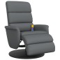 vidaXL Sillón reclinable de masaje con reposapiés cuero sintético gris vidaXL Sillón reclinable de masaje con reposapiés cuero sintético gris