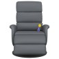 vidaXL Sillón reclinable de masaje con reposapiés cuero sintético gris vidaXL Sillón reclinable de masaje con reposapiés cuero sintético gris