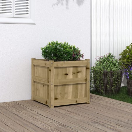 vidaXL Jardinera madera maciza de pino impregnada 50x50x50 cm