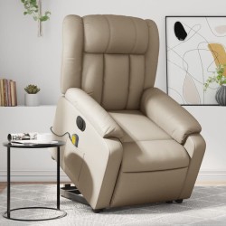 vidaXL Sillón reclinable de masaje eléctrico cuero sintético capuchino