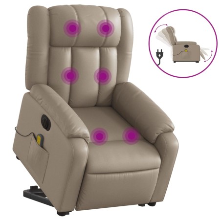 vidaXL Sillón reclinable de masaje eléctrico cuero sintético capuchino