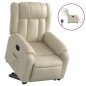 vidaXL Sillón reclinable elevable eléctrico de cuero sintético crema vidaXL Sillón reclinable elevable eléctrico de cuero sintético crema