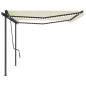 vidaXL Toldo automático con LED y sensor de viento color crema 5x3,5 m vidaXL Toldo automático con LED y sensor de viento color crema 5x3,5 m