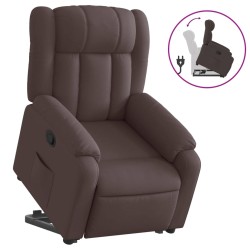 vidaXL Sillón reclinable elevable tela marrón oscuro
