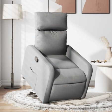 vidaXL Sillón reclinable elevable de tela gris claro
