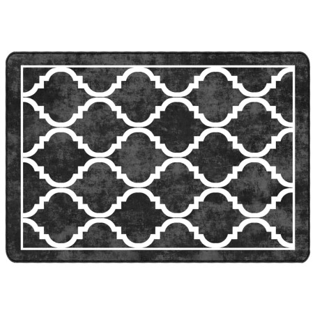 vidaXL Alfombra lavable antideslizante negro y blanco 160x230 cm