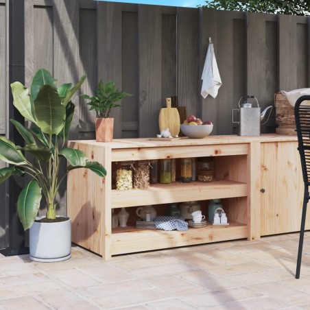 vidaXL Mueble de cocina de exterior madera maciza de pino 106x55x64 cm