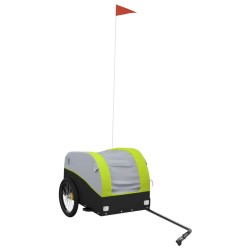 vidaXL Remolque para bicicleta hierro negro y verde 30 kg