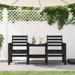 vidaXL Banco de jardín con mesa 2 plazas madera maciza de pino negro