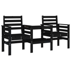 vidaXL Banco de jardín con mesa 2 plazas madera maciza de pino negro