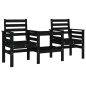 vidaXL Banco de jardín con mesa 2 plazas madera maciza de pino negro vidaXL Banco de jardín con mesa 2 plazas madera maciza de pino negro