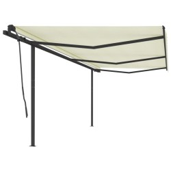 vidaXL Toldo retráctil automático con postes crema 6x3,5 m