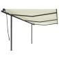 vidaXL Toldo retráctil automático con postes crema 6x3,5 m vidaXL Toldo retráctil automático con postes crema 6x3,5 m