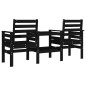 vidaXL Banco de jardín con mesa 2 plazas madera maciza de pino negro vidaXL Banco de jardín con mesa 2 plazas madera maciza de pino negro