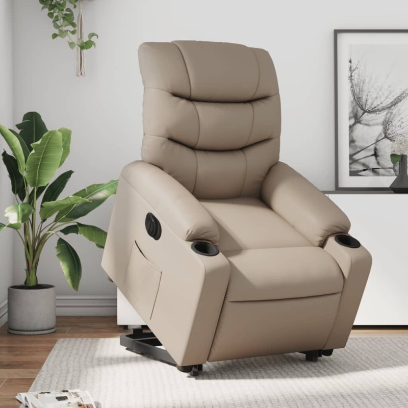 vidaXL Sillón elevable eléctrico cuero artificial capuchino vidaXL Sillón elevable eléctrico cuero artificial capuchino