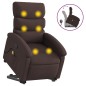 vidaXL Silla de masaje reclinable de pie de tela marrón oscuro vidaXL Silla de masaje reclinable de pie de tela marrón oscuro