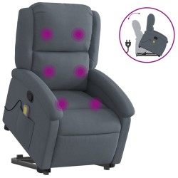 vidaXL Sillón reclinable de masaje elevable terciopelo gris oscuro
