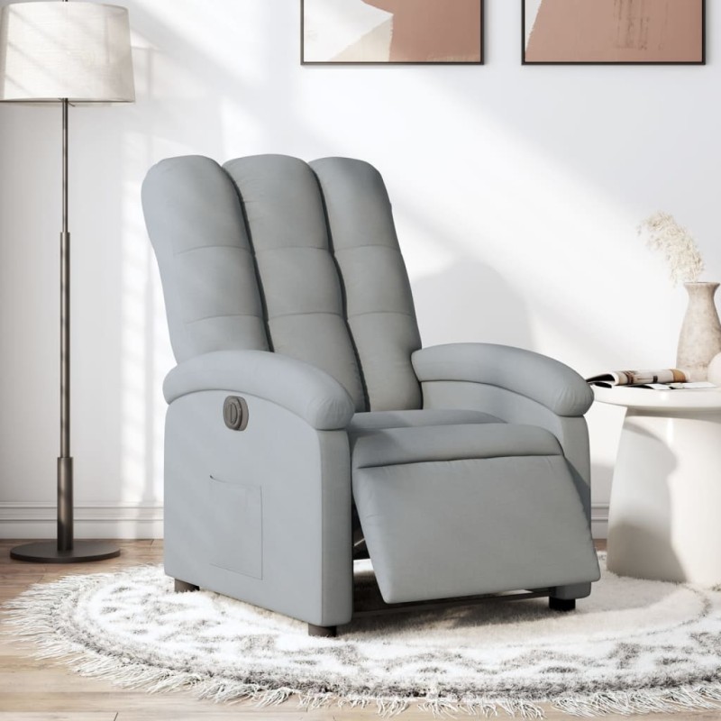 vidaXL Sillón reclinable eléctrico tela gris claro vidaXL Sillón reclinable eléctrico tela gris claro