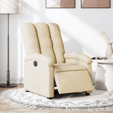 vidaXL Sillón reclinable eléctrico de tela crema