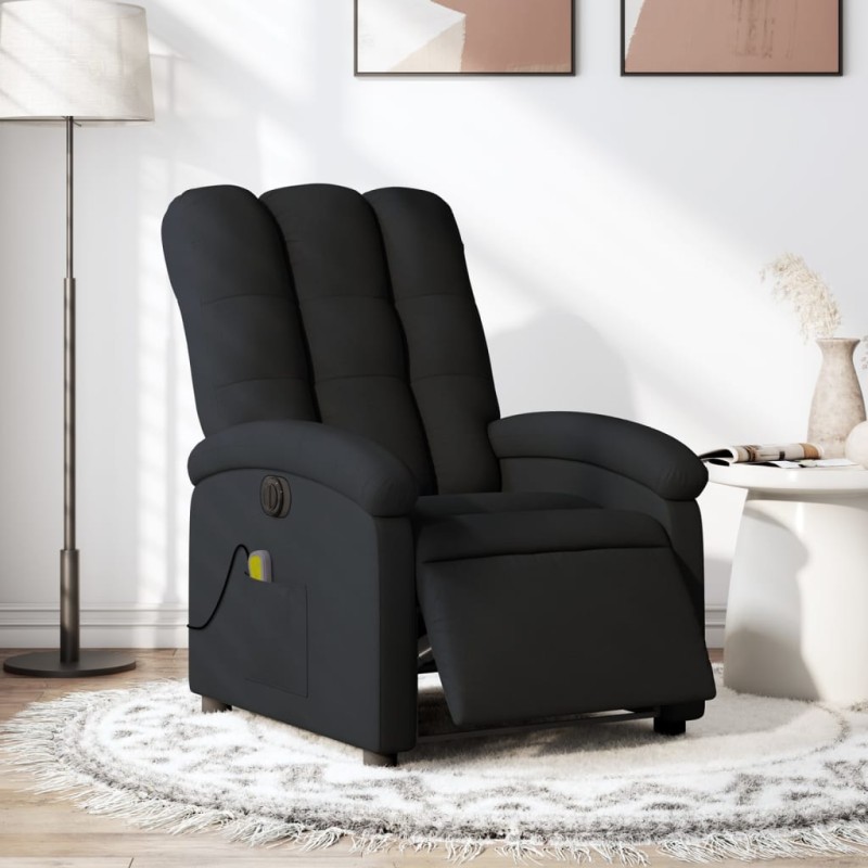vidaXL Sillón reclinable de masaje eléctrico tela negro vidaXL Sillón reclinable de masaje eléctrico tela negro