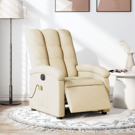 vidaXL Sillón reclinable de masaje eléctrico tela color crema