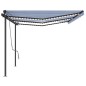 vidaXL Toldo automático con LED sensor de viento azul y blanco 6x3,5 m vidaXL Toldo automático con LED sensor de viento azul y blanco 6x3,5 m