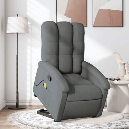 vidaXL Silla de masaje reclinable de pie de tela gris oscuro