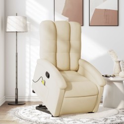 vidaXL Silla de masaje reclinable de pie de tela color crema