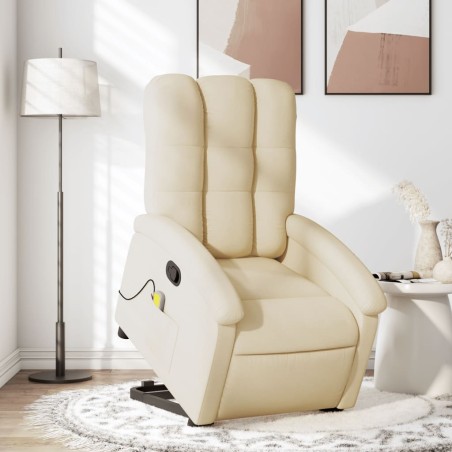 vidaXL Silla de masaje reclinable de pie de tela color crema