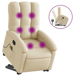 vidaXL Silla de masaje reclinable de pie de tela color crema