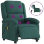 vidaXL Sillón reclinable de masaje eléctrico tela verde oscuro