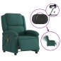vidaXL Sillón reclinable de masaje eléctrico tela verde oscuro