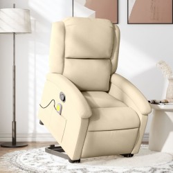 vidaXL Silla de masaje reclinable de pie de tela color crema