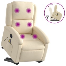 vidaXL Silla de masaje reclinable de pie de tela color crema